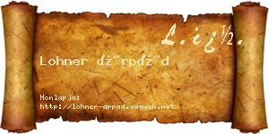 Lohner Árpád névjegykártya